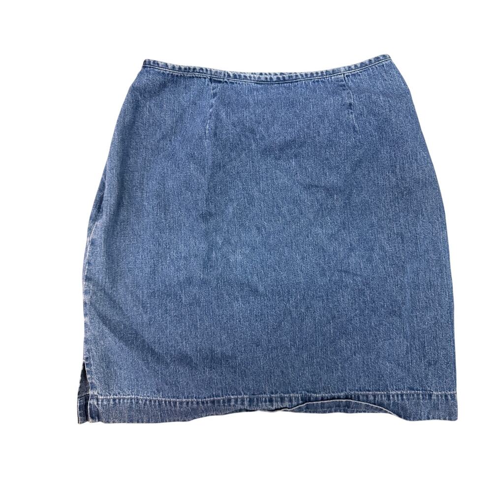 Vintage Casual Corner Women size 8 Denim skirt Blue Knee length slit - Picture 2 of 3